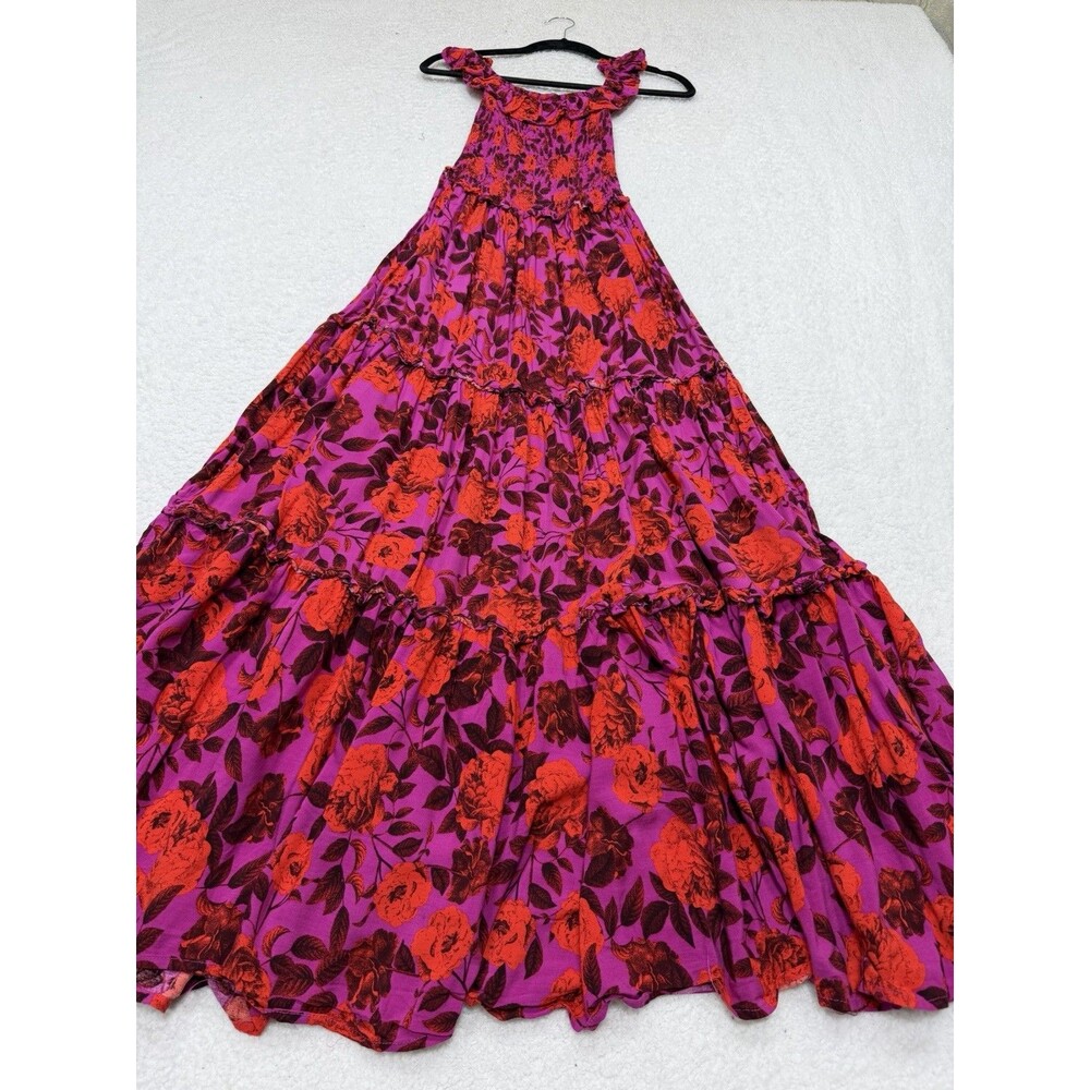 Abel The Label Maxi Dress Pink Floral Smocked Vacation Preppy Retro Size XS